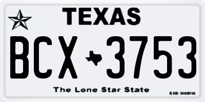 TX license plate BCX3753