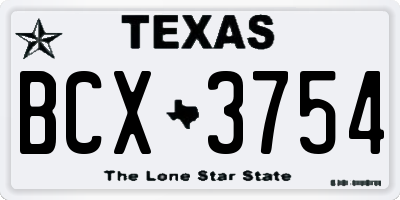 TX license plate BCX3754