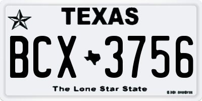 TX license plate BCX3756