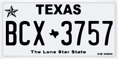 TX license plate BCX3757