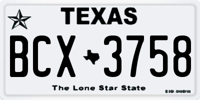 TX license plate BCX3758