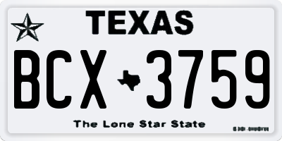 TX license plate BCX3759