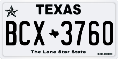 TX license plate BCX3760