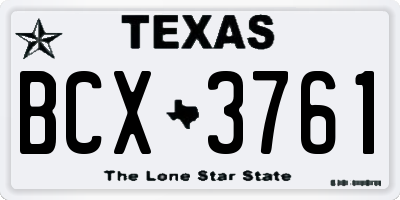 TX license plate BCX3761