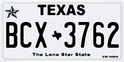 TX license plate BCX3762