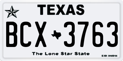 TX license plate BCX3763