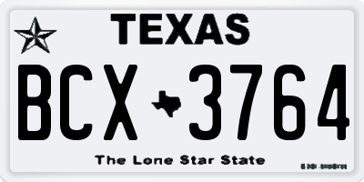TX license plate BCX3764