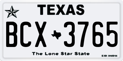 TX license plate BCX3765