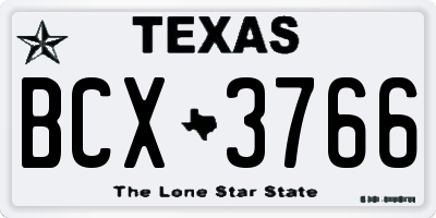TX license plate BCX3766