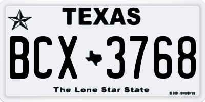 TX license plate BCX3768