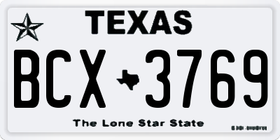 TX license plate BCX3769