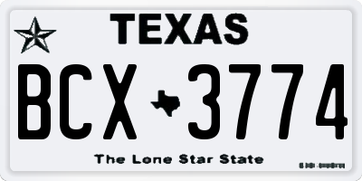TX license plate BCX3774