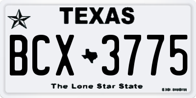 TX license plate BCX3775