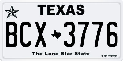 TX license plate BCX3776