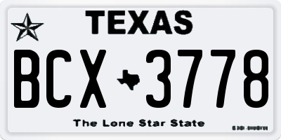 TX license plate BCX3778