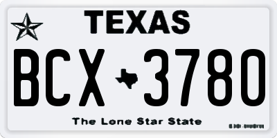 TX license plate BCX3780