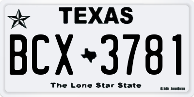 TX license plate BCX3781