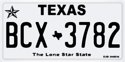 TX license plate BCX3782