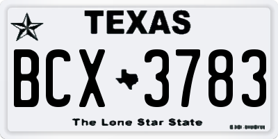 TX license plate BCX3783