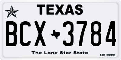 TX license plate BCX3784