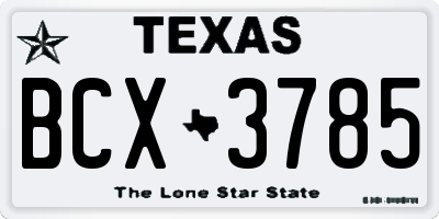TX license plate BCX3785