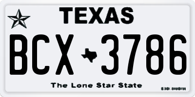 TX license plate BCX3786
