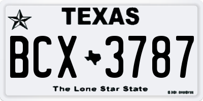 TX license plate BCX3787