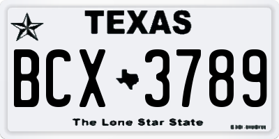 TX license plate BCX3789