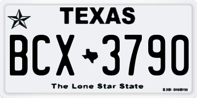 TX license plate BCX3790