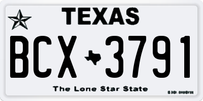 TX license plate BCX3791