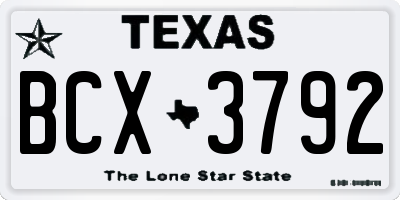 TX license plate BCX3792
