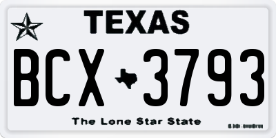 TX license plate BCX3793