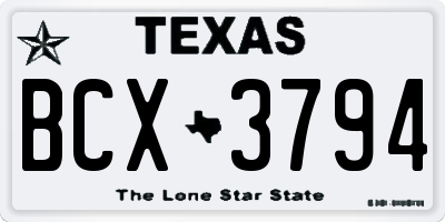 TX license plate BCX3794