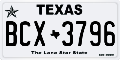 TX license plate BCX3796