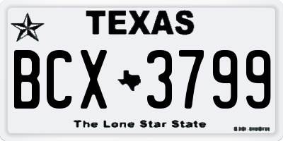 TX license plate BCX3799