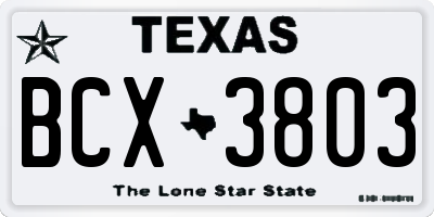 TX license plate BCX3803