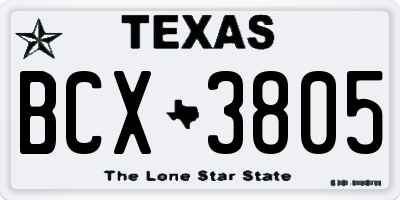 TX license plate BCX3805