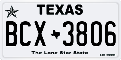 TX license plate BCX3806