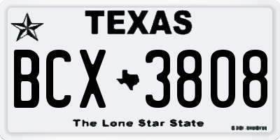 TX license plate BCX3808