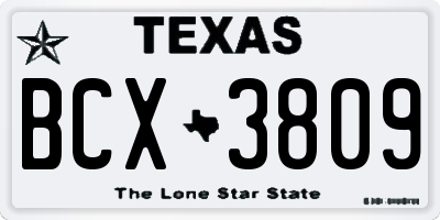 TX license plate BCX3809