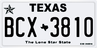 TX license plate BCX3810
