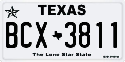 TX license plate BCX3811