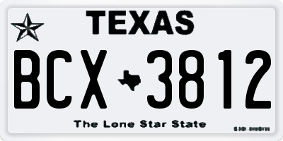 TX license plate BCX3812