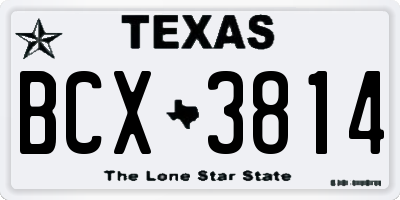 TX license plate BCX3814