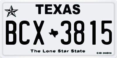 TX license plate BCX3815