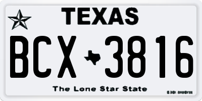 TX license plate BCX3816
