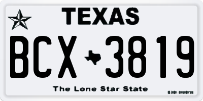 TX license plate BCX3819