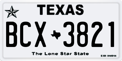 TX license plate BCX3821