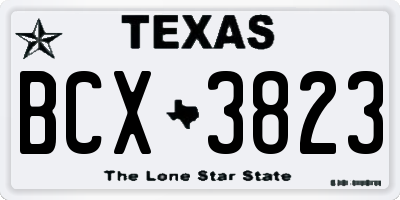 TX license plate BCX3823