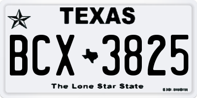 TX license plate BCX3825
